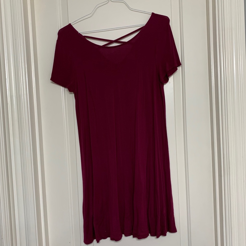 Dark red simple dress